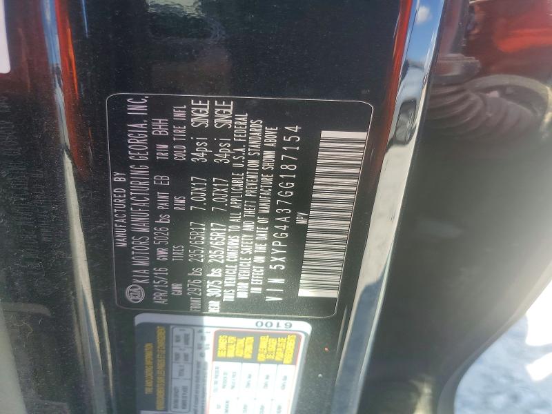 Aukcja sprzedaży 2016 Kia Sorento, vin: 5XYPG4A37GG187154, numer aukcji: 71024026