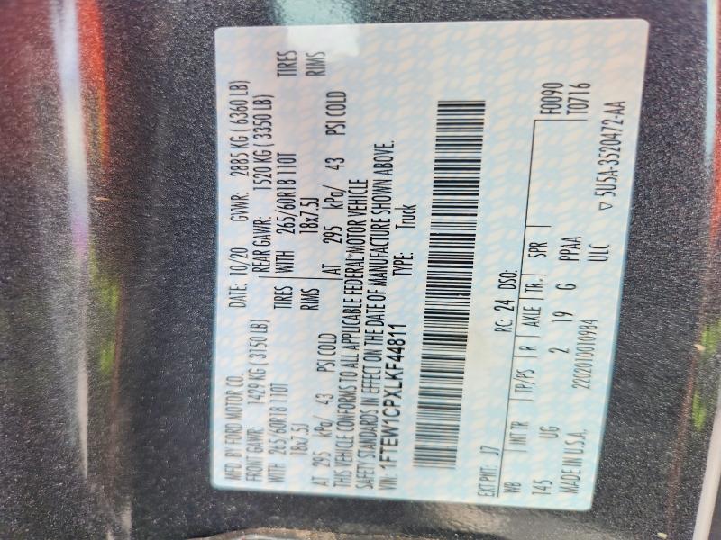 Aukcja sprzedaży 2020 Ford F150, vin: 1FTEW1CPXLKF44811, numer aukcji: 71539066