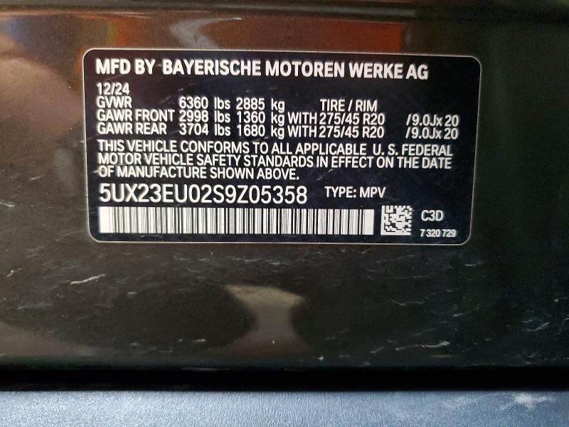 2025 Bmw X5 მანქანა იყიდება აუქციონზე, vin: 5UX23EU02S9Z05358, აუქციონის ნომერი: 71200626