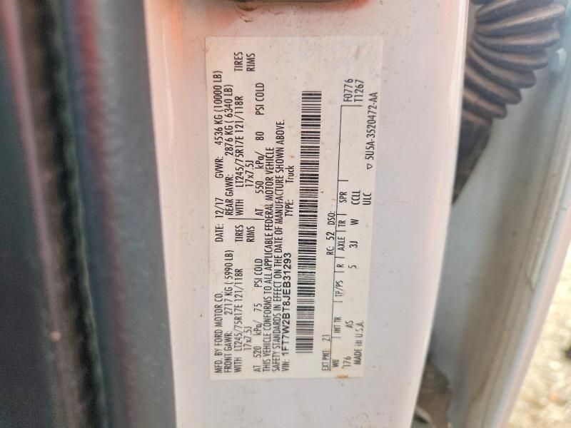 2018 Ford F250 მანქანა იყიდება აუქციონზე, vin: 1FT7W2BT8JEB31293, აუქციონის ნომერი: 70931306