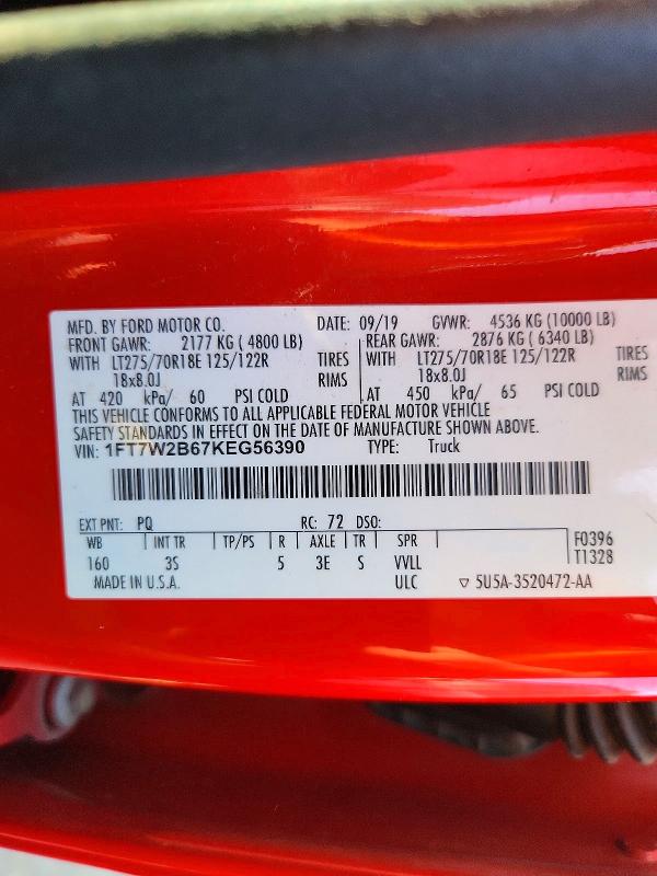 Продажа на аукционе авто 2019 Ford F250, vin: 1FT7W2B67KEG56390, номер лота: 71354416