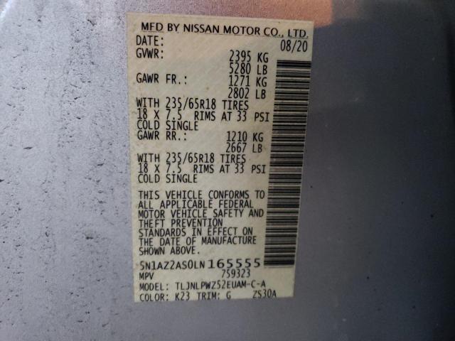Aukcja sprzedaży 2020 Nissan Murano S, vin: 5N1AZ2AS0LN165555, numer aukcji: 76239223