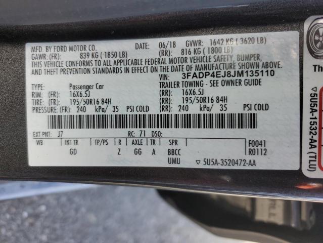 2018 Ford Fiesta Se მანქანა იყიდება აუქციონზე, vin: 3FADP4EJ8JM135110, აუქციონის ნომერი: 77816403