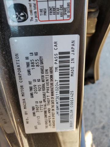 2014 Mazda 3 Grand Touring მანქანა იყიდება აუქციონზე, vin: JM1BM1M73E1102047, აუქციონის ნომერი: 76187783