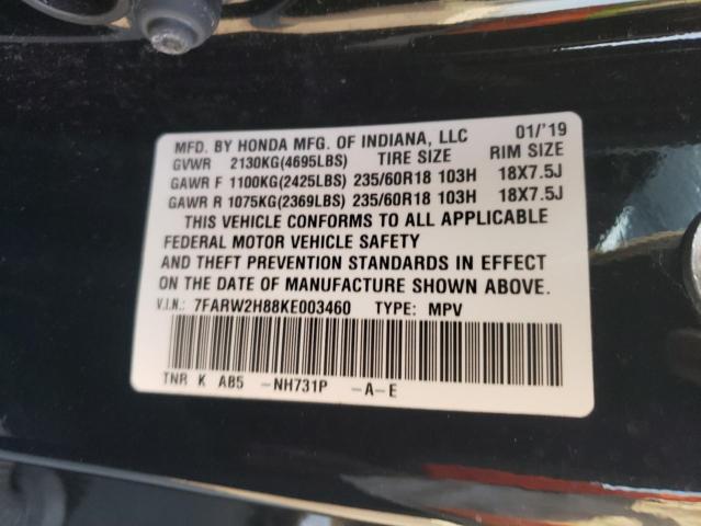 74998213 :رقم المزاد ، 7FARW2H88KE003460 vin ، 2019 Honda Cr-v Exl مزاد بيع