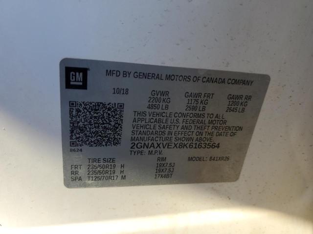 77814853 :رقم المزاد ، 2GNAXVEX8K6163564 vin ، 2019 Chevrolet Equinox Lt مزاد بيع
