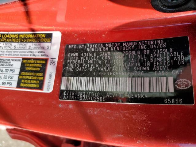 75696533 :رقم المزاد ، 4T4BE46K99R066726 vin ، 2009 Toyota Camry Base مزاد بيع