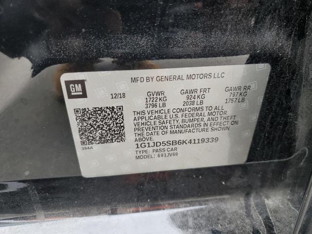 Продаж на аукціоні авто 2019 Chevrolet Sonic Lt, vin: 1G1JD5SB6K4119339, номер лоту: 76146333