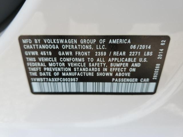 74105003 :رقم المزاد ، 1VWBT7A3XFC002957 vin ، 2015 Volkswagen Passat Se مزاد بيع