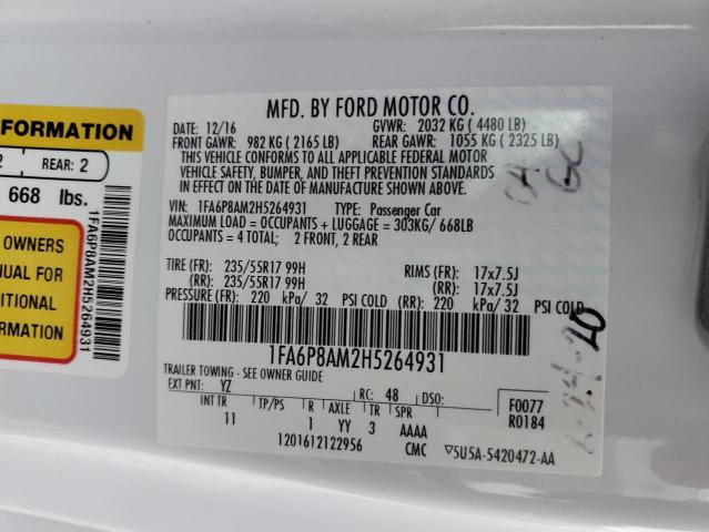 Продажа на аукционе авто 2017 Ford Mustang, vin: 1FA6P8AM2H5264931, номер лота: 74361313