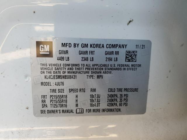 Aukcja sprzedaży 2022 Buick Encore Preferred, vin: KL4CJESM5NB508431, numer aukcji: 78444253