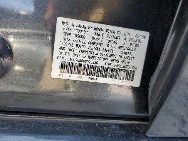 2006 Acura Tsx მანქანა იყიდება აუქციონზე, vin: JH4CL96866C026386, აუქციონის ნომერი: 77173563
