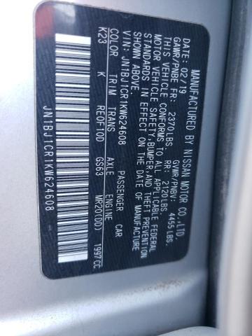 76299583 :رقم المزاد ، JN1BJ1CR1KW624608 vin ، 2019 Nissan Rogue Sport S مزاد بيع