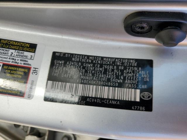 2009 Toyota Camry Base მანქანა იყიდება აუქციონზე, vin: 4T4BE46K79R048659, აუქციონის ნომერი: 75055023
