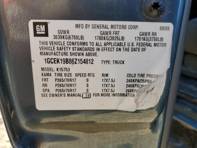 2006 Chevrolet Silverado K1500 მანქანა იყიდება აუქციონზე, vin: 1GCEK19B86Z154812, აუქციონის ნომერი: 76170843