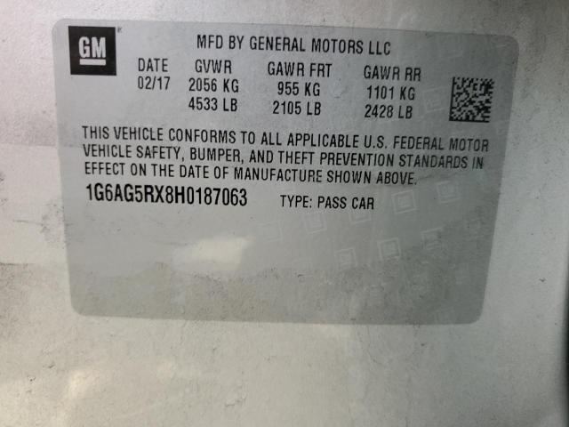 77910263 :رقم المزاد ، 1G6AG5RX8H0187063 vin ، 2017 Cadillac Ats مزاد بيع