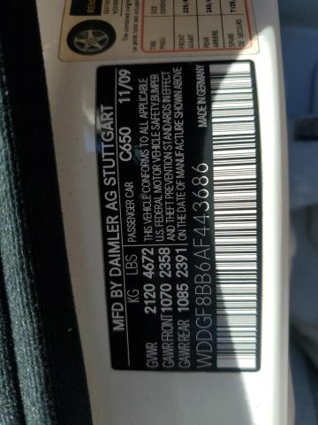 2010 Mercedes-benz C მანქანა იყიდება აუქციონზე, vin: WDDGF8BB6AF443686, აუქციონის ნომერი: 78200393