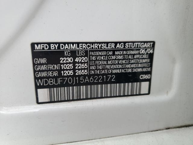 77364743 :رقم المزاد ، WDBUF70J15A622172 vin ، 2005 Mercedes-benz E 500 مزاد بيع
