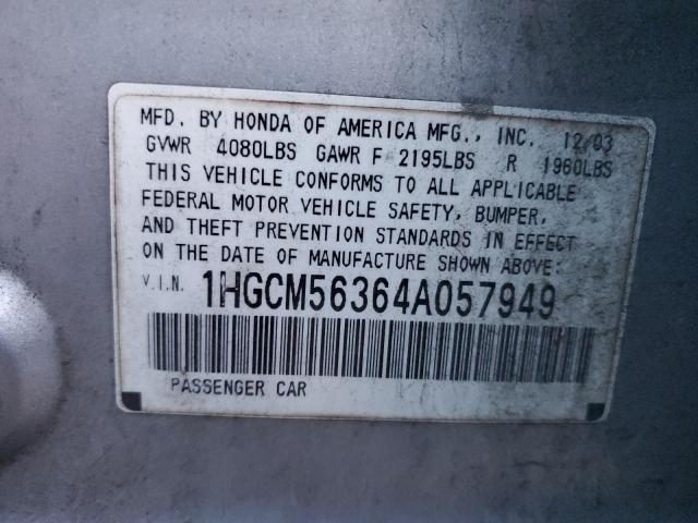 Aukcja sprzedaży 2004 Honda Accord Lx, vin: 1HGCM56364A057949, numer aukcji: 78049953