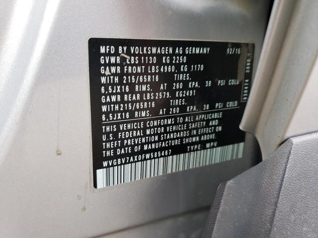 Продажа на аукционе авто 2015 Volkswagen Tiguan S, vin: WVGBV7AX0FW585467, номер лота: 75021263