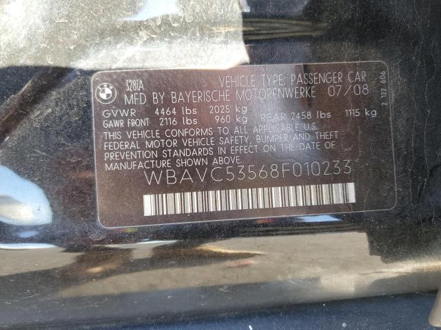 2008 Bmw 328 I Sulev მანქანა იყიდება აუქციონზე, vin: WBAVC53568F010233, აუქციონის ნომერი: 78124643