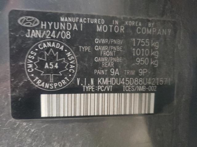 Aukcja sprzedaży 2008 Hyundai Elantra Gl, vin: KMHDU45D88U421571, numer aukcji: 75916653