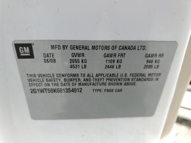 75702393 :رقم المزاد ، 2G1WT58K681354912 vin ، 2008 Chevrolet Impala Lt مزاد بيع