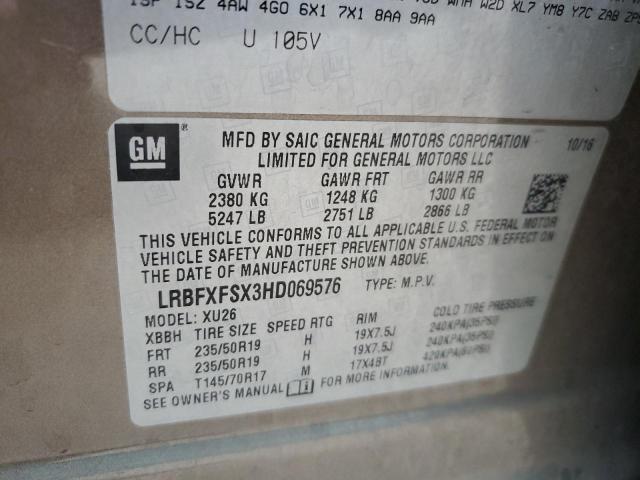 Aukcja sprzedaży 2017 Buick Envision Premium Ii, vin: LRBFXFSX3HD069576, numer aukcji: 75762343