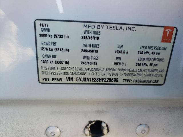 Продажа на аукционе авто 2017 Tesla Model S, vin: 5YJSA1E28HF228699, номер лота: 74457143