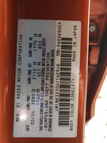 Aukcja sprzedaży 2004 Mazda 3 S, vin: JM1BK323041162948, numer aukcji: 75550343