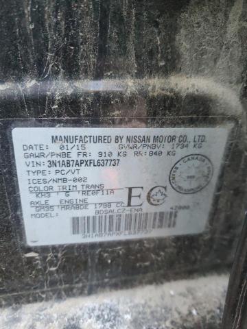 Aukcja sprzedaży 2015 Nissan Sentra S, vin: 3N1AB7APXFL637737, numer aukcji: 78028433