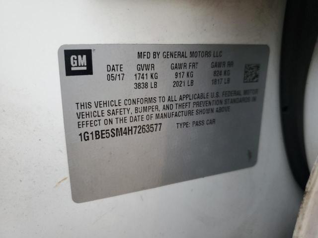 2017 Chevrolet Cruze Lt მანქანა იყიდება აუქციონზე, vin: 1G1BE5SM4H7263577, აუქციონის ნომერი: 76200893