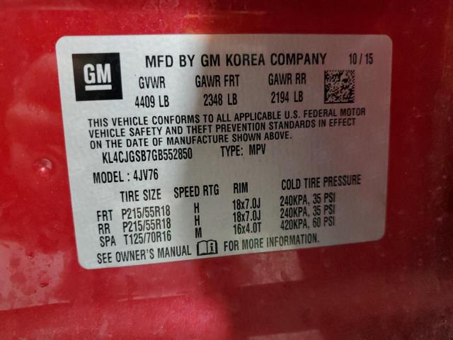 Продажа на аукционе авто 2016 Buick Encore, vin: KL4CJGSB7GB552850, номер лота: 76679403