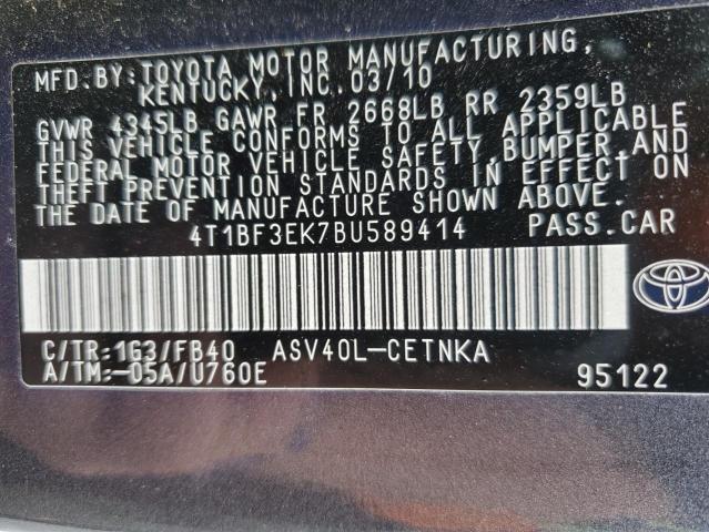 Aukcja sprzedaży 2011 Toyota Camry Base, vin: 4T1BF3EK7BU589414, numer aukcji: 75877213