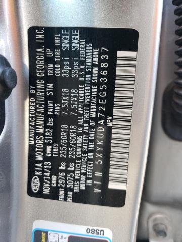 75082723 :رقم المزاد ، 5XYKUDA72EG536837 vin ، 2014 Kia Sorento Ex مزاد بيع