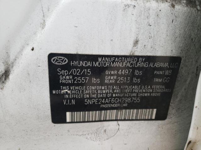 Aukcja sprzedaży 2016 Hyundai Sonata Se, vin: 5NPE24AF6GH298755, numer aukcji: 75920943