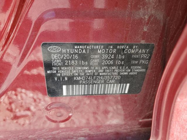 Aukcja sprzedaży 2017 Hyundai Elantra Se, vin: KMHD74LF2HU357720, numer aukcji: 76073263