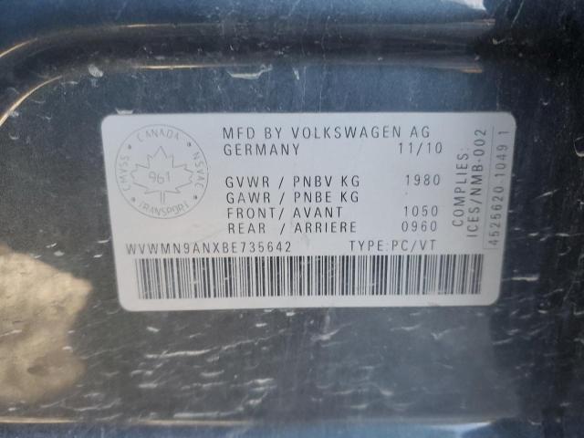 74759343 :رقم المزاد ، WVWMN9ANXBE735642 vin ، 2011 Volkswagen Cc Sport مزاد بيع