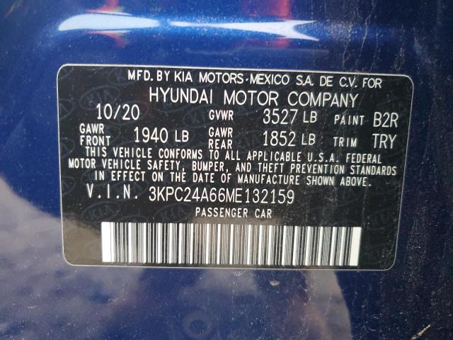 Aukcja sprzedaży 2021 Hyundai Accent Se, vin: 3KPC24A66ME132159, numer aukcji: 75222183