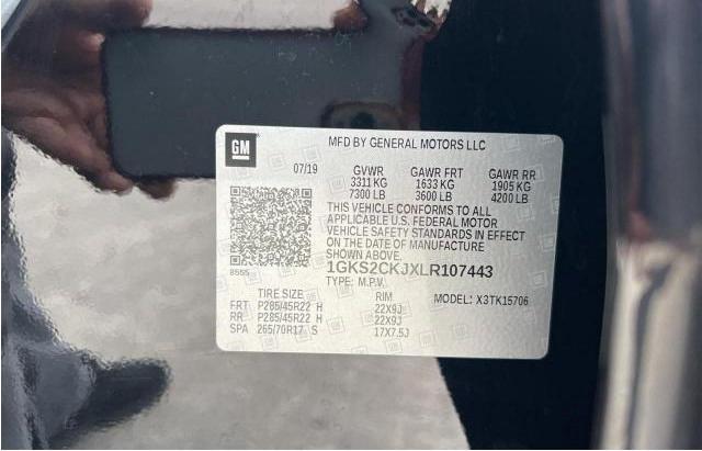 78491033 :رقم المزاد ، 1GKS2CKJXLR107443 vin ، 2020 Gmc Yukon Denali مزاد بيع