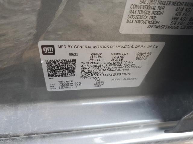 Продаж на аукціоні авто 2021 Chevrolet Silverado K1500 Lt Trail Boss, vin: 3GCPYFED4MG365921, номер лоту: 75953623