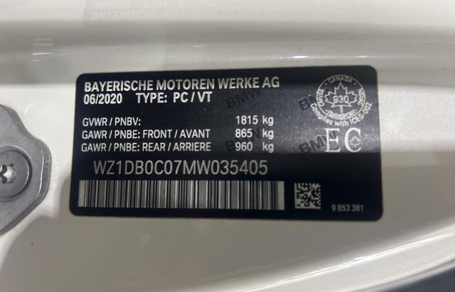 2021 Toyota Supra Gr მანქანა იყიდება აუქციონზე, vin: WZ1DB0C07MW035405, აუქციონის ნომერი: 75686853