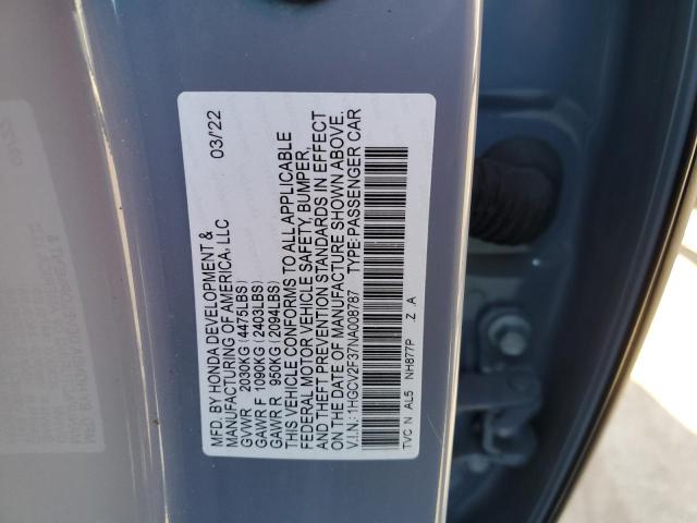 2022 Honda Accord Sport მანქანა იყიდება აუქციონზე, vin: 1HGCV2F37NA008787, აუქციონის ნომერი: 78201433