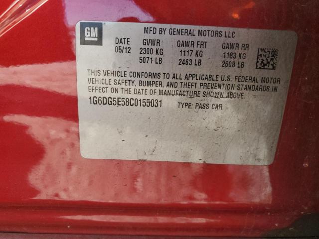 Продаж на аукціоні авто 2012 Cadillac Cts Luxury Collection, vin: 1G6DG5E58C0155031, номер лоту: 77989153