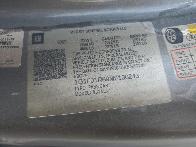 2021 Chevrolet Camaro მანქანა იყიდება აუქციონზე, vin: 1G1FJ1R69M0136243, აუქციონის ნომერი: 75079123