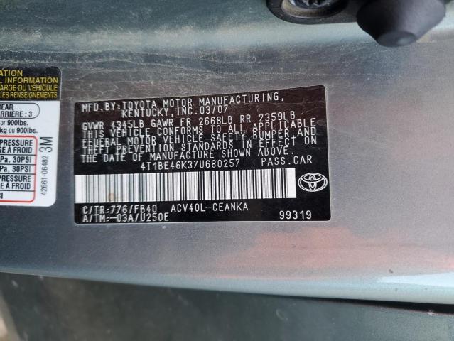 Aukcja sprzedaży 2007 Toyota Camry Ce, vin: 4T1BE46K37U680257, numer aukcji: 73361423