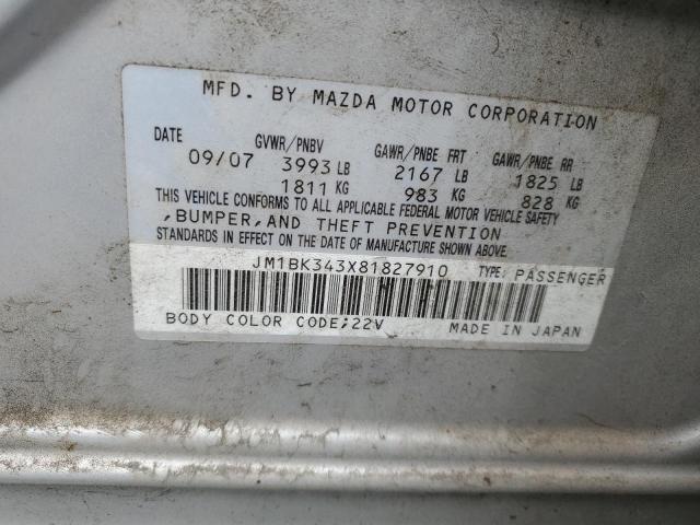 Aukcja sprzedaży 2008 Mazda 3 Hatchback, vin: JM1BK343X81827910, numer aukcji: 76385113
