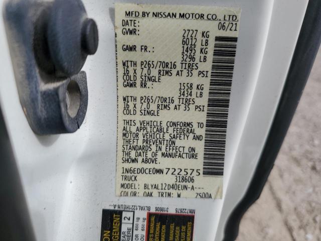 Aukcja sprzedaży 2021 Nissan Frontier, vin: 1N6ED0CE0MN722575, numer aukcji: 82650294