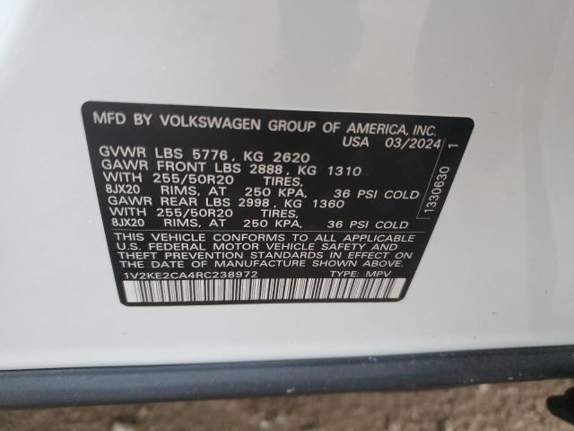 81086404 :رقم المزاد ، 1V2KE2CA4RC238972 vin ، 2024 Volkswagen Atlas Cros مزاد بيع