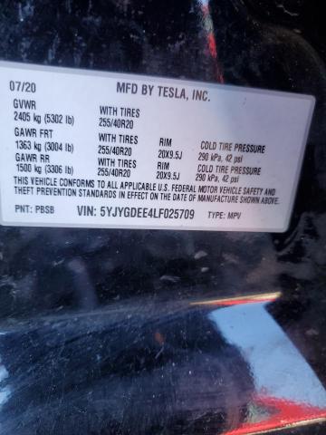 80172964 :رقم المزاد ، 5YJYGDEE4LF025709 vin ، 2020 Tesla Model Y مزاد بيع
